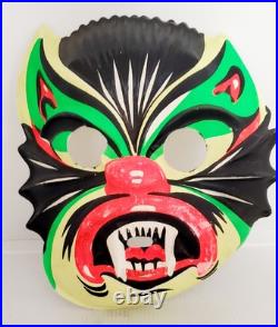 Vintage Collegeville DRACULA VAMPIRE BAT Mask 1961 1960s Rare Halloween Costume