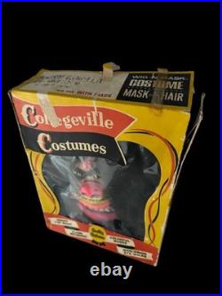 Vintage Collegeville Hairy Gorilla Halloween Costume Mask Wig Boxed 1960s