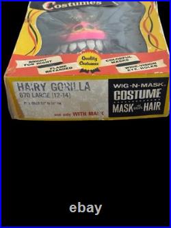 Vintage Collegeville Hairy Gorilla Halloween Costume Mask Wig Boxed 1960s