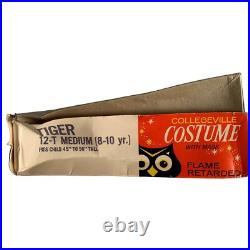 Vintage Collegeville Halloween Costume and Mask Tiger Medium (8-10) 1970's