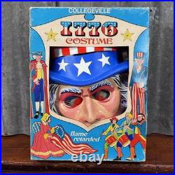 Vintage Collegeville UNCLE SAM 1776 HALLOWEEN COSTUME Mask & Outfit US Army USA