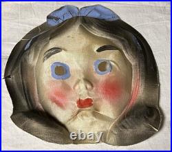 Vintage Disney Snow White Linen Cheesecloth Painted Halloween Mask RARE