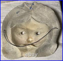 Vintage Disney Snow White Linen Cheesecloth Painted Halloween Mask RARE