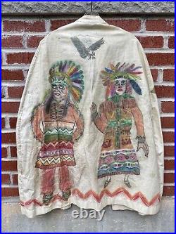 Vintage Folk Art Halloween Costume Handmade Indian Native American 1950's Cape