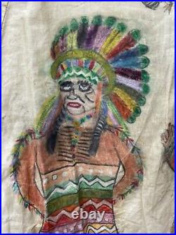 Vintage Folk Art Halloween Costume Handmade Indian Native American 1950's Cape