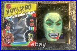 Vintage Halloween Ben Cooper Costume Dracula Hairy Scary Mask & Box Child Small