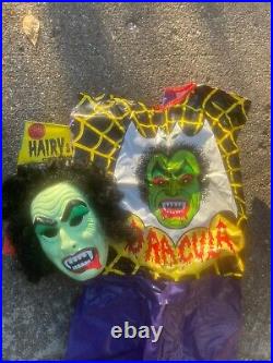 Vintage Halloween Ben Cooper Costume Dracula Hairy Scary Mask & Box Child Small