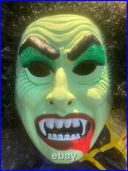 Vintage Halloween Ben Cooper Costume Dracula Hairy Scary Mask & Box Child Small