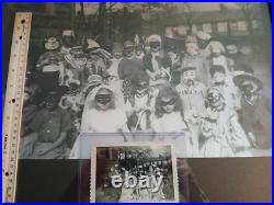 Vintage Halloween Kidsc1940 Snapshot PhotoWitchDevilMasksCostumes + 16 X 20