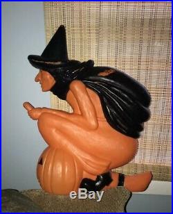 Vintage Halloween Witch on Broom Don Featherstone Blow Mold Union Products 1992
