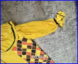 Vintage Handmade Adult Clown Jester Costume Harlequin Jumpsuit Hat Halloween