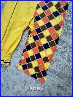 Vintage Handmade Adult Clown Jester Costume Harlequin Jumpsuit Hat Halloween
