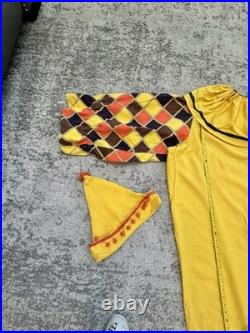 Vintage Handmade Adult Clown Jester Costume Harlequin Jumpsuit Hat Halloween