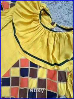 Vintage Handmade Adult Clown Jester Costume Harlequin Jumpsuit Hat Halloween