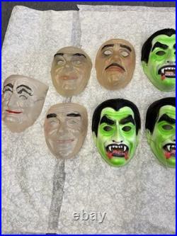Vintage Lot of 22 Halloween Masks 1960-80s Personalities, Dracula, Devil, Geisha