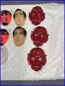 Vintage Lot of 22 Halloween Masks 1960-80s Personalities, Dracula, Devil, Geisha