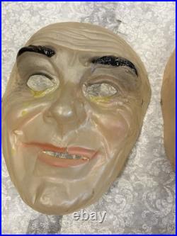 Vintage Lot of 22 Halloween Masks 1960-80s Personalities, Dracula, Devil, Geisha