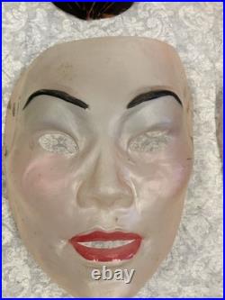 Vintage Lot of 22 Halloween Masks 1960-80s Personalities, Dracula, Devil, Geisha