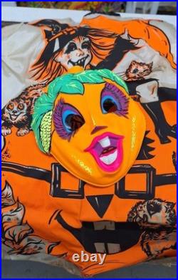 Vintage Pumpkin Girl Witch HALLOWEEN Costume & Mask Halco Costume Last One
