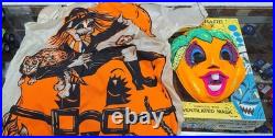 Vintage Pumpkin Girl Witch HALLOWEEN Costume & Mask Halco Costume Last One