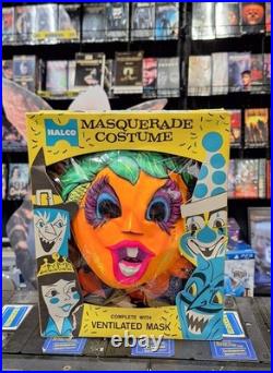 Vintage Pumpkin Girl Witch HALLOWEEN Costume & Mask Halco Costume Last One