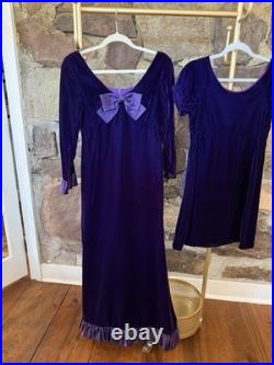 Vintage Purple Velvet Dress, Maxi, Mini, Costume, Halloween, Renaissance Fair