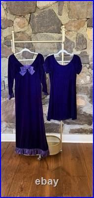 Vintage Purple Velvet Dress, Maxi, Mini, Costume, Halloween, Renaissance Fair