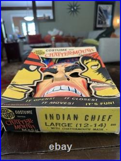 Vintage mid 1950s Complete Boxed Ben Cooper Indian Chief Costume Mask Box Rare