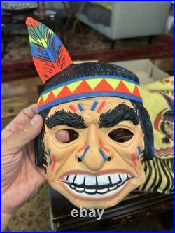 Vintage mid 1950s Complete Boxed Ben Cooper Indian Chief Costume Mask Box Rare