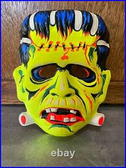 Vtg 1960s Collegeville Halloween Costume Mask BRUTE w Box CHILDS Frankenstein