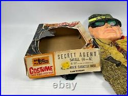 Vtg 1960s Spook Town by Ben Cooper SECRET AGENT Costume Mask Small 4-6 USA Made