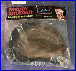Vtg 1988 Collegeville Costumes Freddy Krueger Deluxe Mask & Hat Sealed Horror