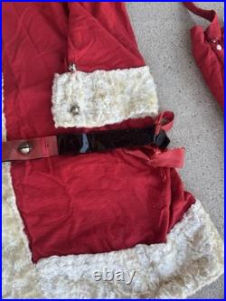 Vtg 5 Piece 1950's Handmade Santa Suit Costume Flannel One Size S/M/L Christmas