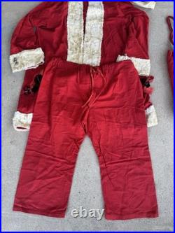 Vtg 5 Piece 1950's Handmade Santa Suit Costume Flannel One Size S/M/L Christmas