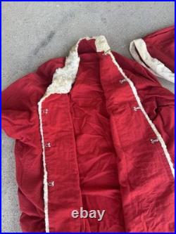 Vtg 5 Piece 1950's Handmade Santa Suit Costume Flannel One Size S/M/L Christmas
