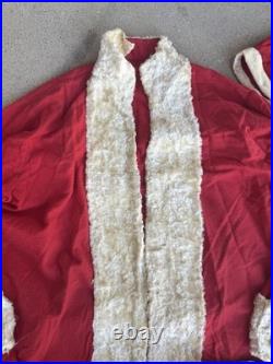 Vtg 5 Piece 1950's Handmade Santa Suit Costume Flannel One Size S/M/L Christmas
