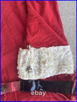 Vtg 5 Piece 1950's Handmade Santa Suit Costume Flannel One Size S/M/L Christmas