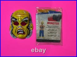 Vtg 60s Horror Monster Halloween Costume Ben Cooper Dr Jekyll & Mr Hyde Mask Lot