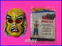 Vtg 60s Horror Monster Halloween Costume Ben Cooper Dr Jekyll & Mr Hyde Mask Lot