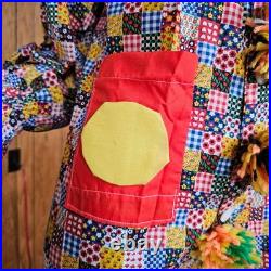 Vtg 60s Psychedelic Patchwork Hippie Clown Jumpsuit Halloween Costume XS/S/M P