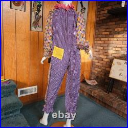 Vtg 60s Psychedelic Patchwork Hippie Clown Jumpsuit Halloween Costume XS/S/M P