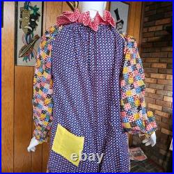Vtg 60s Psychedelic Patchwork Hippie Clown Jumpsuit Halloween Costume XS/S/M P