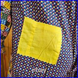 Vtg 60s Psychedelic Patchwork Hippie Clown Jumpsuit Halloween Costume XS/S/M P
