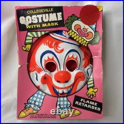 Vtg Collegeville Clown Halloween Mask & Costume Kids Tiny Tot 3-4 Yr 1984 USA