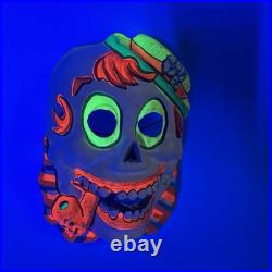 Vtg Halloween Costume Halco Classic Box Rare Plastic Mask Skeleton Smoking Set