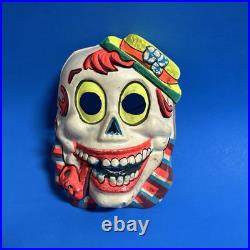 Vtg Halloween Costume Halco Classic Box Rare Plastic Mask Skeleton Smoking Set