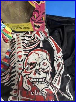 Vtg Halloween Costume Halco Classic Box Rare Plastic Mask Skeleton Smoking Set