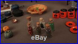 Witch in Her Kitchen Preparing Halloween OOAK Polymer Clay Doll House Furniture