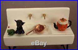 Witch in Her Kitchen Preparing Halloween OOAK Polymer Clay Doll House Furniture