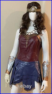 Wonder Woman Cosplay Costume With Wig Arm Band Head Band Necklace Skirt Top Euc